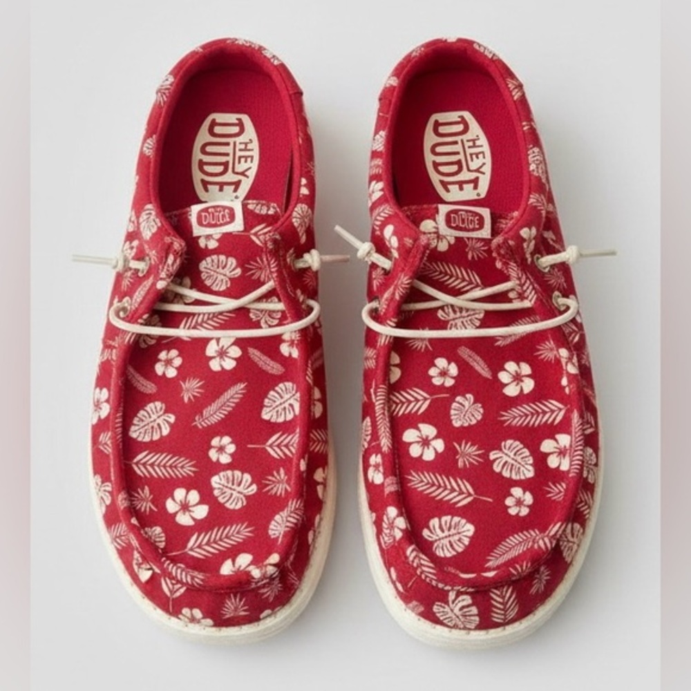 Hey Dude Wally Slip On Luau Shoes in Varsity Red‎